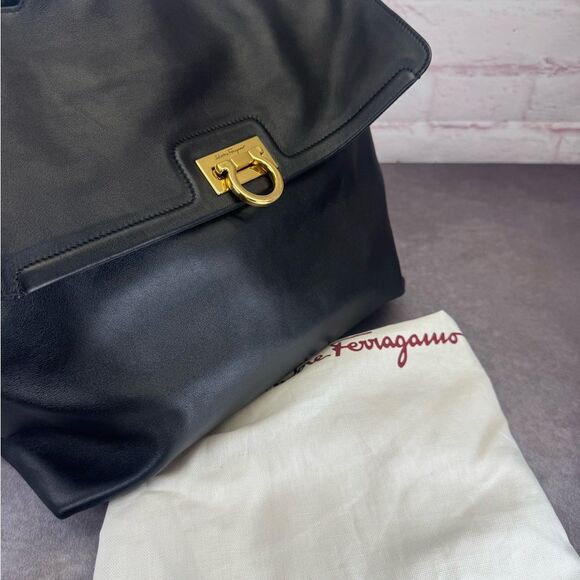 Salvatore Ferragamo Trifolio Black Leather Backpack - Picture 14 of 15